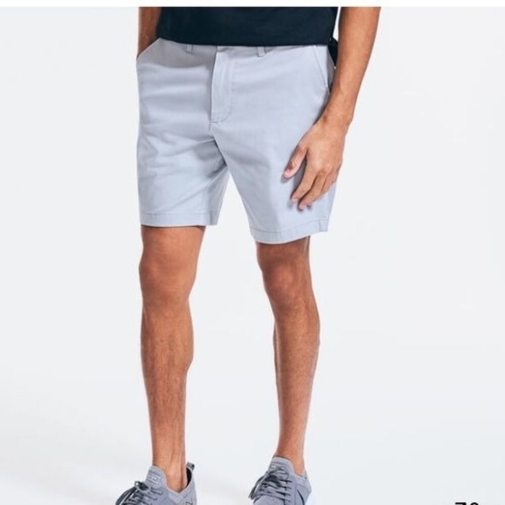Nautica Mens Classic Fit Deck Shorts 36W Light Blue Cotton Blend Summer